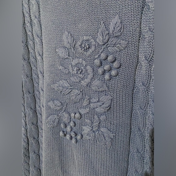 Vintage Blue Cable Knit Sweater - Picture 3 of 4